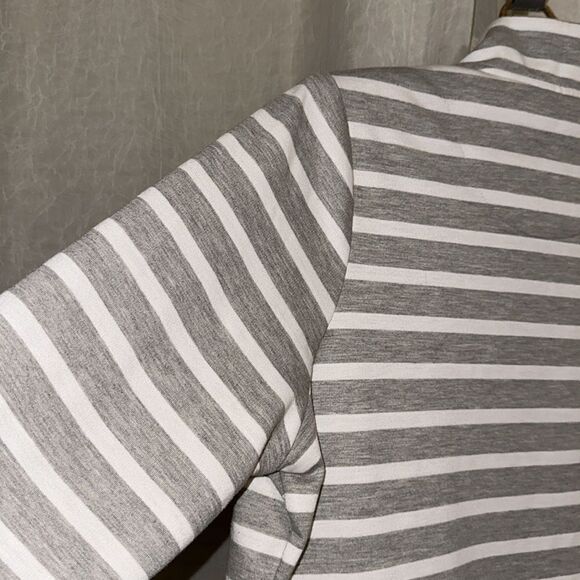 Millers 12 Heather Gray White Striped Mock Neck Full Zip Sweatshirt Jacket - Picture 10 of 14